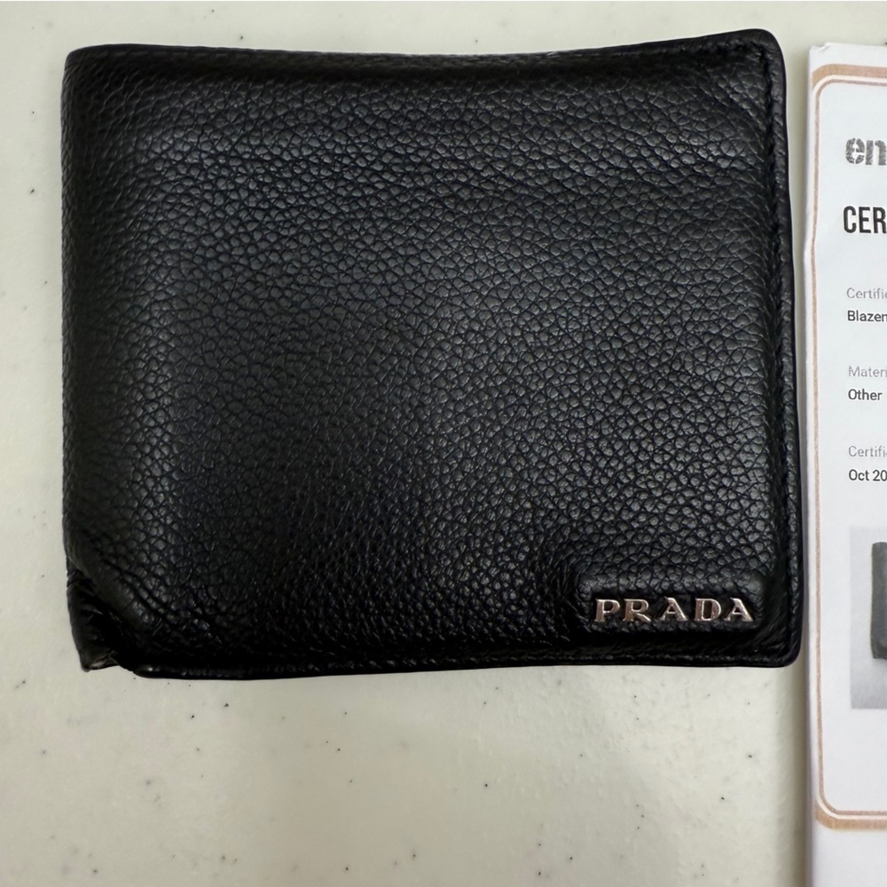 Prada Mens Bifold Leather Wallet Black Designer Saffiano - Picture 9 of 11